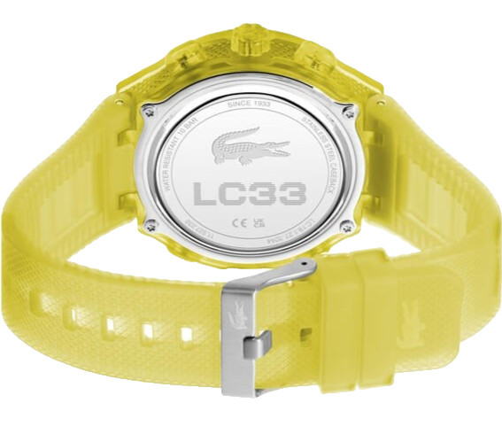 LACOSTE LC33 2011430 ANALOG & DIGITAL YELLOW DIAL SILICONE STRAP 45MM MENS WATCH