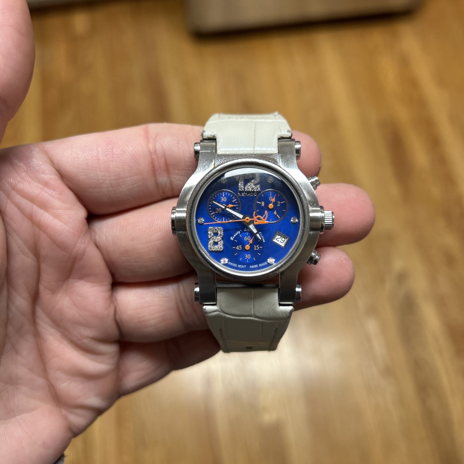 Renato Beauty Women’s Chronograph Watch Diamond Accents Blue