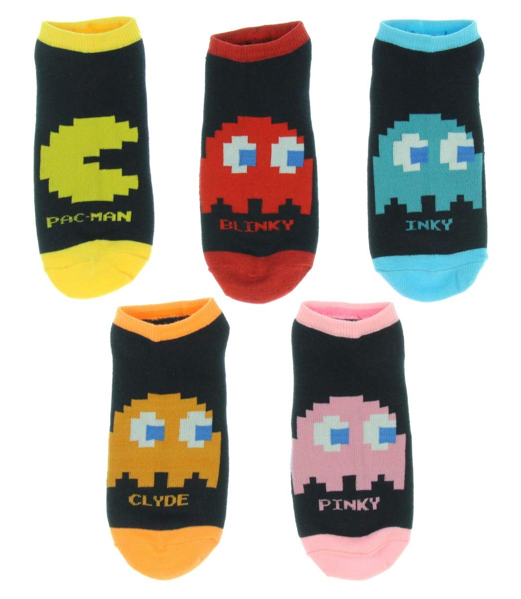 Pacman Arcade Game Women And Men 5 Pack Ankle Socks 9-11, Multicolor