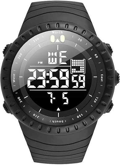 Military Digital Watch for Men LED Display Date Sports Outdoor Waterproof Black