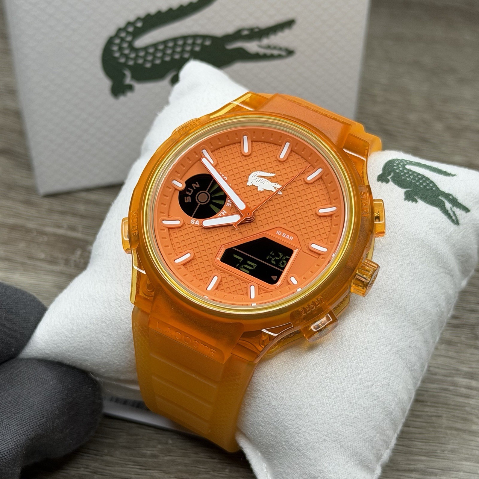 NEW✅ Lacoste LC33 Analog & Digital Orange Silicone Strap Men Watch 45mm 2011431