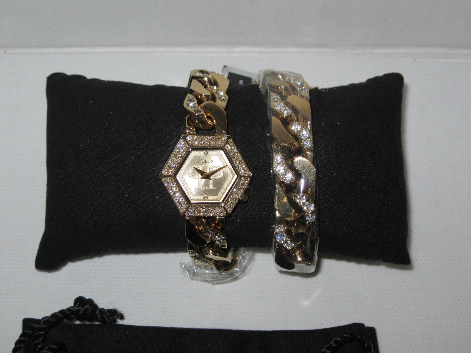 Philipp Plein The Hexagon Groumette Crystal Accent Yellow Gold Bracelet Watch