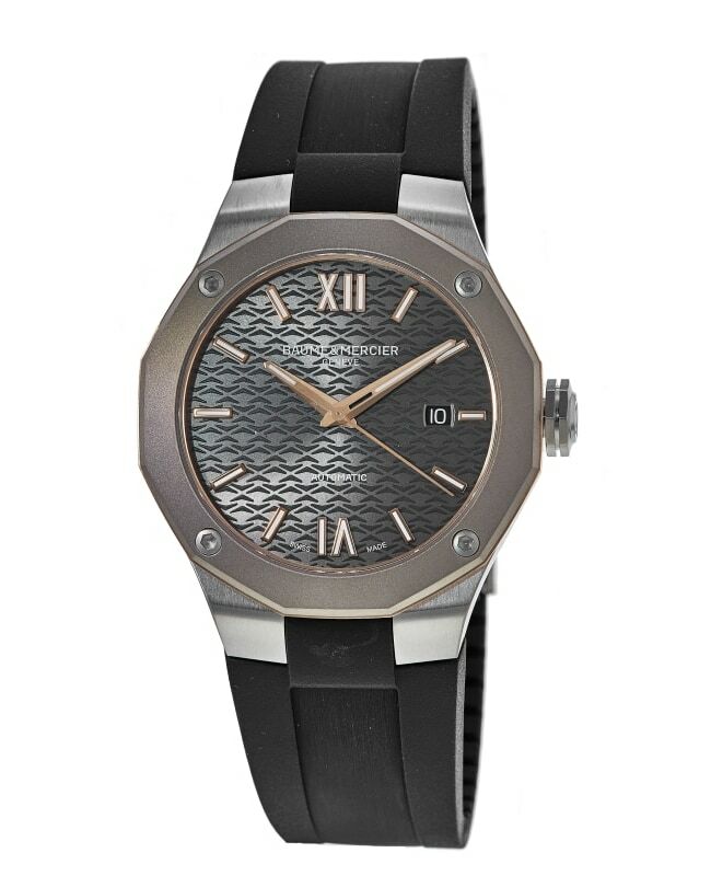 New Baume & Mercier Riviera Automatic Grey Dial Rubber Strap Men’s Watch 10660
