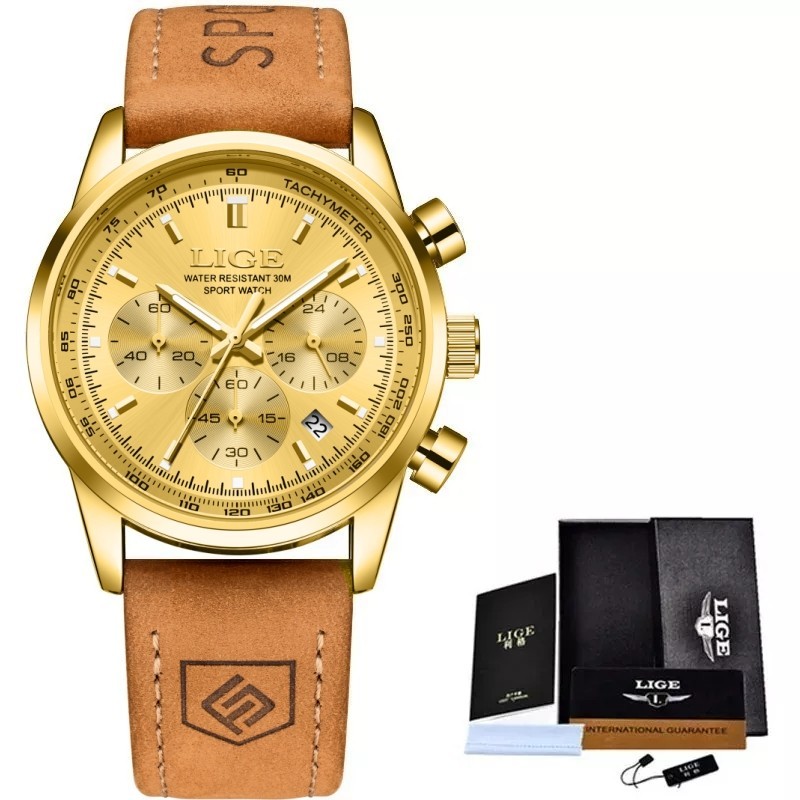 2026 Men Watch Quartz Date Luminous Waterproof Leather Band Daily Man Wriswatch