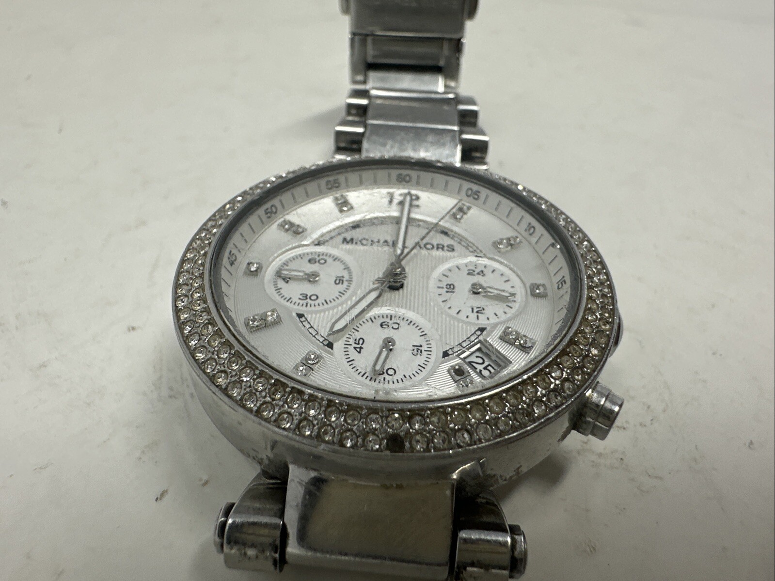 Michael Kors Parker Ladies Chronograph Watch MK-5353 Stainless Needs New Battery