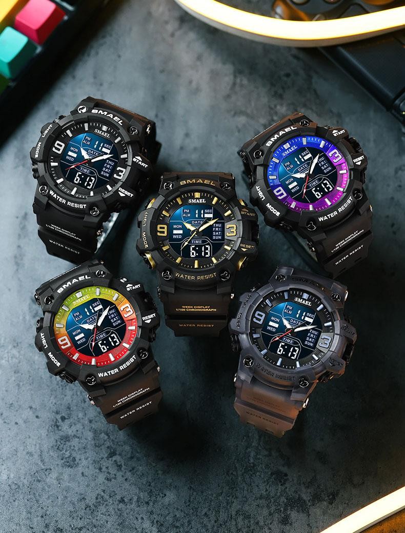 SMAEL 8049 Men’s Sport Watch Dual Display LED Quartz Waterproof 50M Alarm