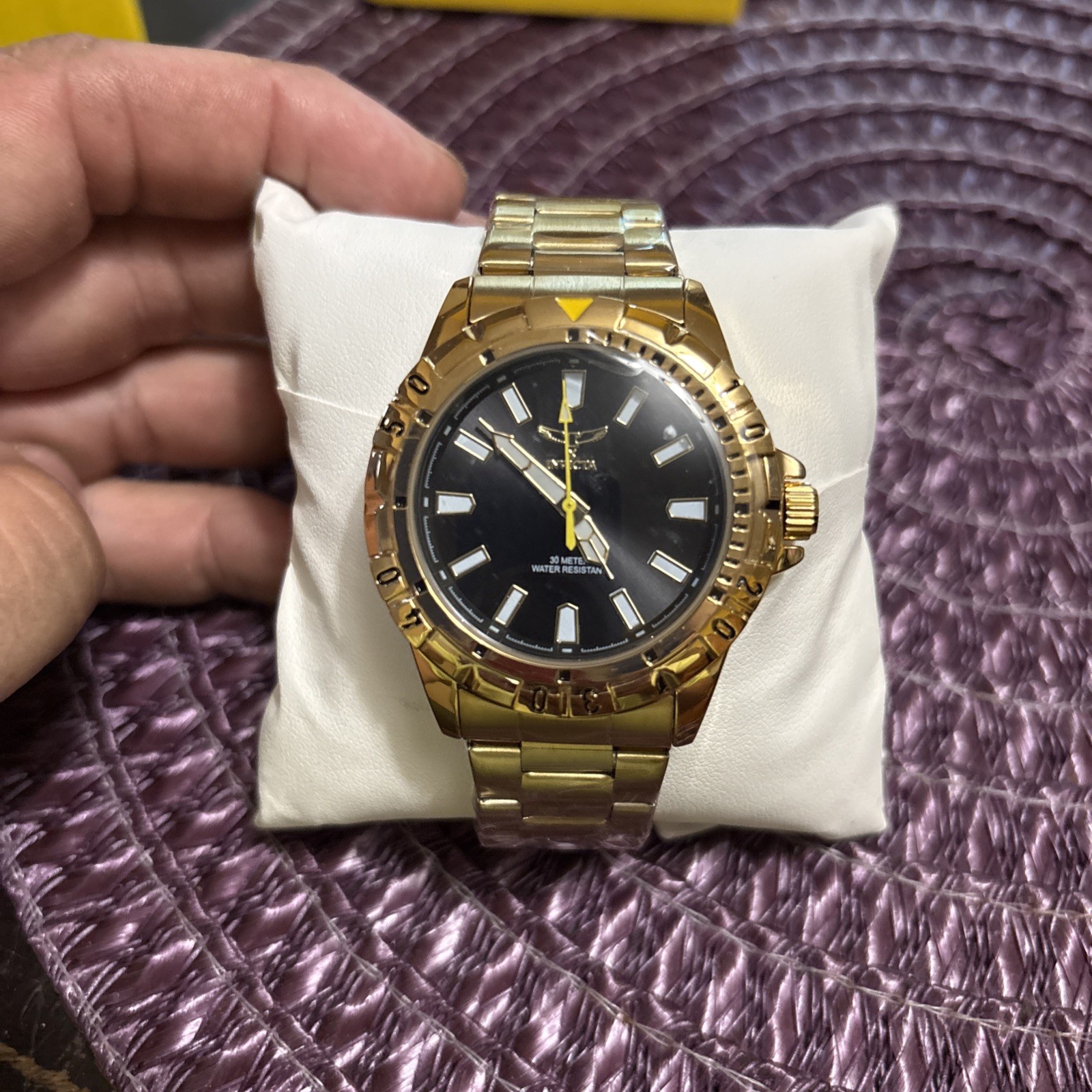 Invicta I-Force Men’s Quartz Analog Watch Gold Stainless Black Dial 50mm Box