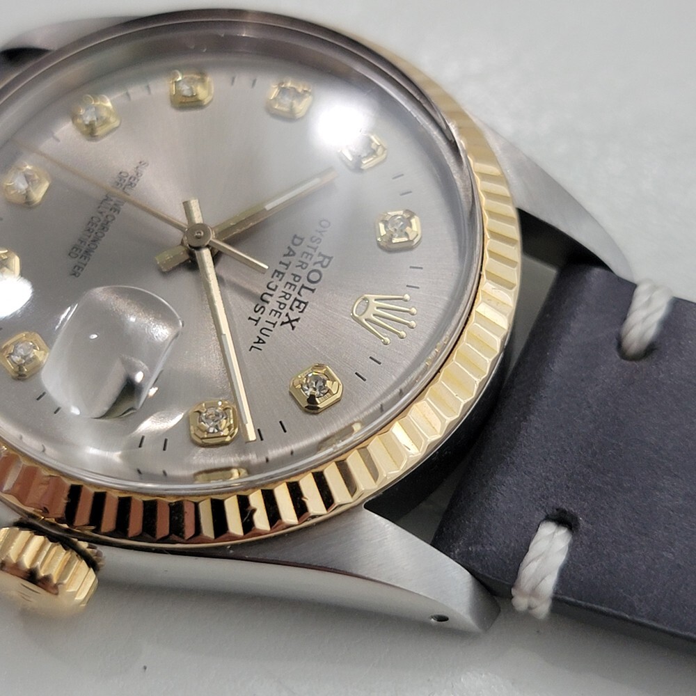 Rolex Oyster 16013 Datejust 36mm 18k SS Mens 1980s Diamond Dial Automatic RA551B