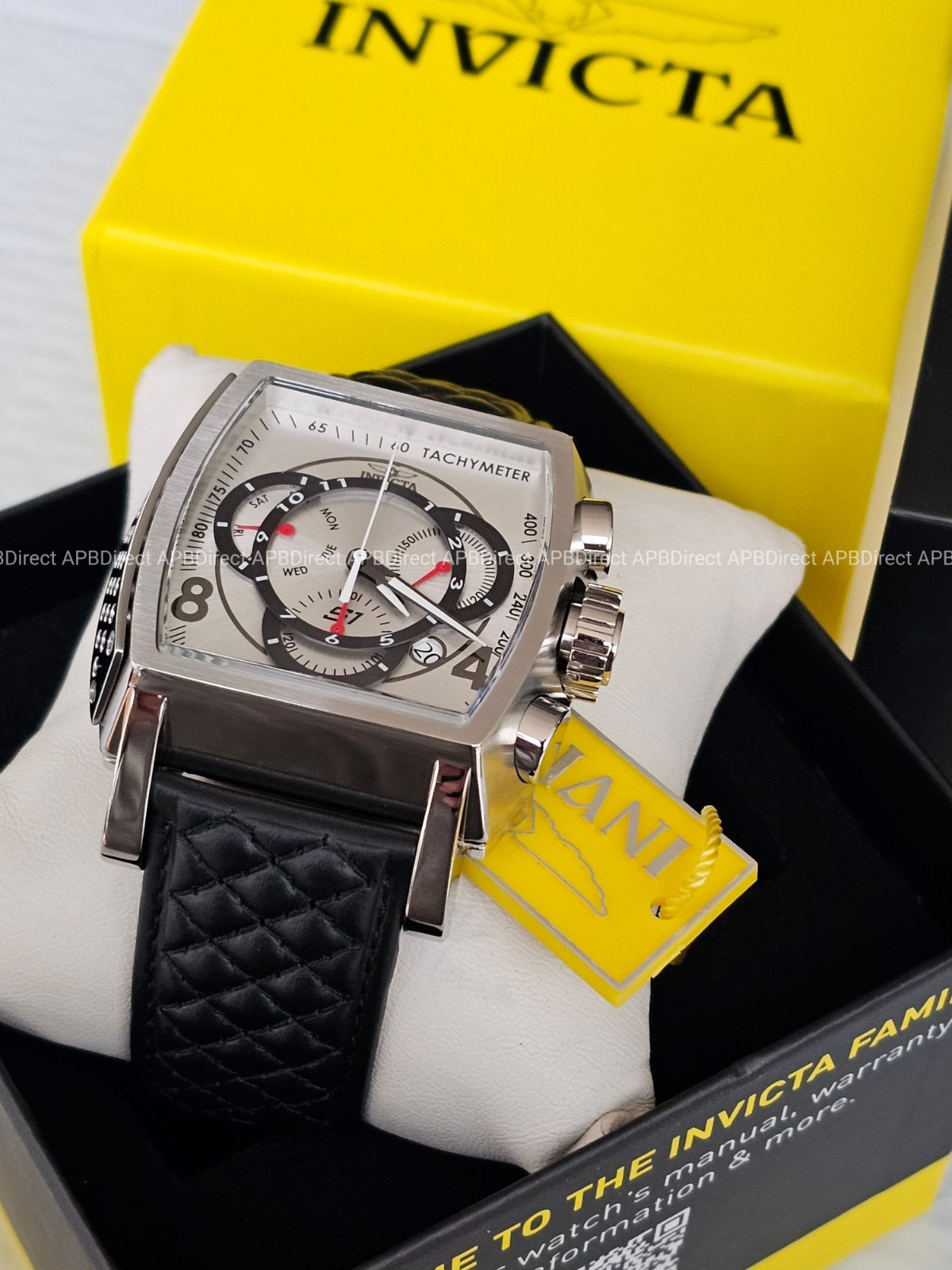 Invicta – S1 Rally – Swiss Z60 Chronograph Silver / Black Leather Mens Watch