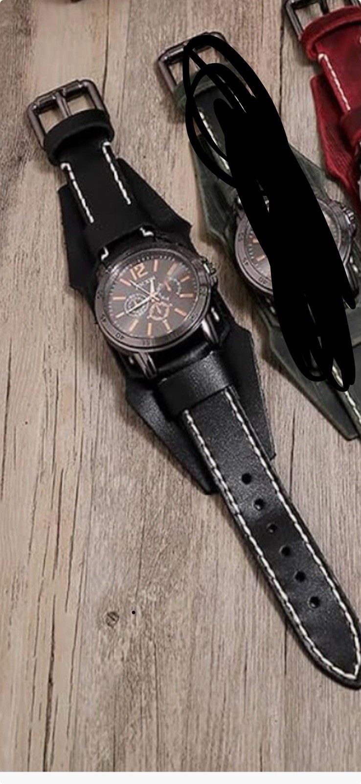 JIN XIN Handmade Sewn W/Wax Rope Men’s Watch Wide Leather
