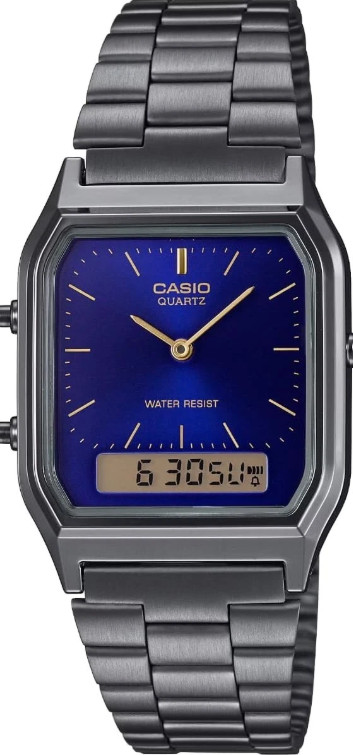 Casio AQ-230GG-2A Men’s Dual Time Stainless Steel Gray men`s Watch AQ230GG-2A