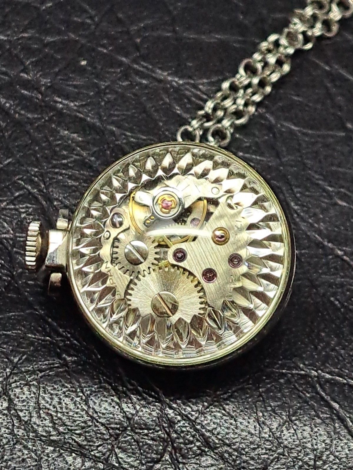 Vintage Seiko ORB GLOBE WATCH NECKLACE 17j SPHERE BLUE 21-0400 VISIBLE MOVEMENT