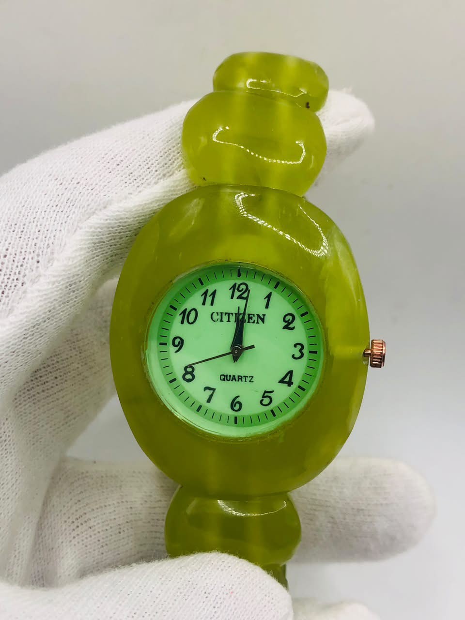 Natural Jade Stone Watch Handmade Serpentine Quartz Wristwatch for Men Women