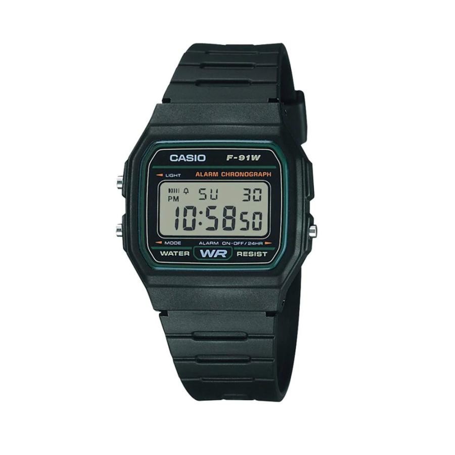CASIO F-91W-3JH Digital Quartz Watch Green Accent Black Resin Japan New