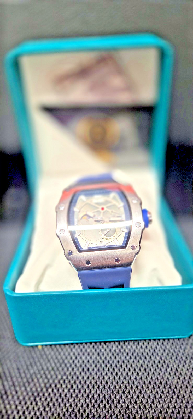 BiBi Luxury Automatic Men’s Watch – 50mm Skeleton Dial, Silicone Strap