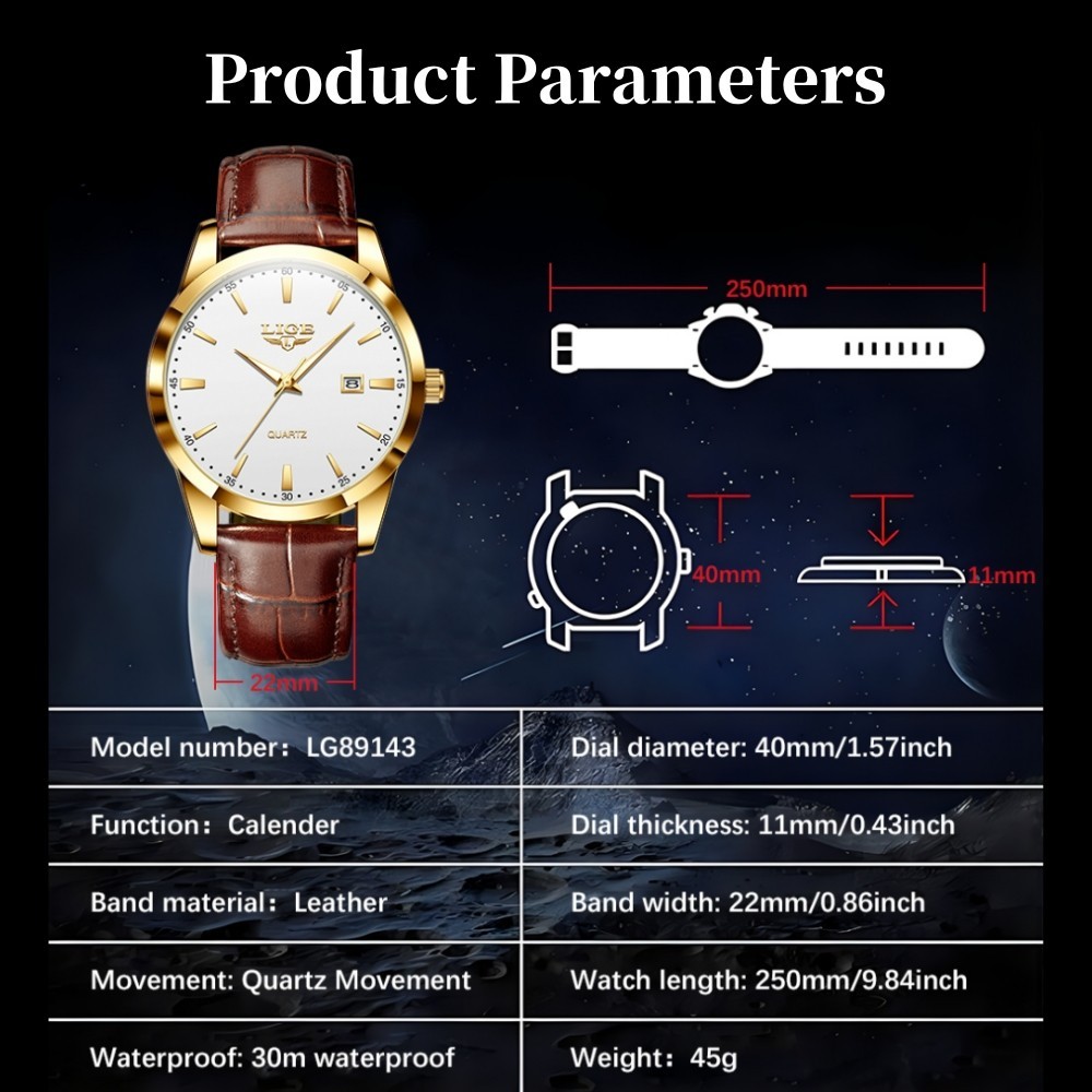 Luxury Mens Business Watch Waterproof Analog Luminous Date Quartz Man Wristwatch