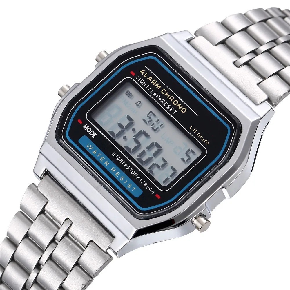Luxury LED Digital Men’s Watch Stainless Steel Electronic Wristwatch Business Go