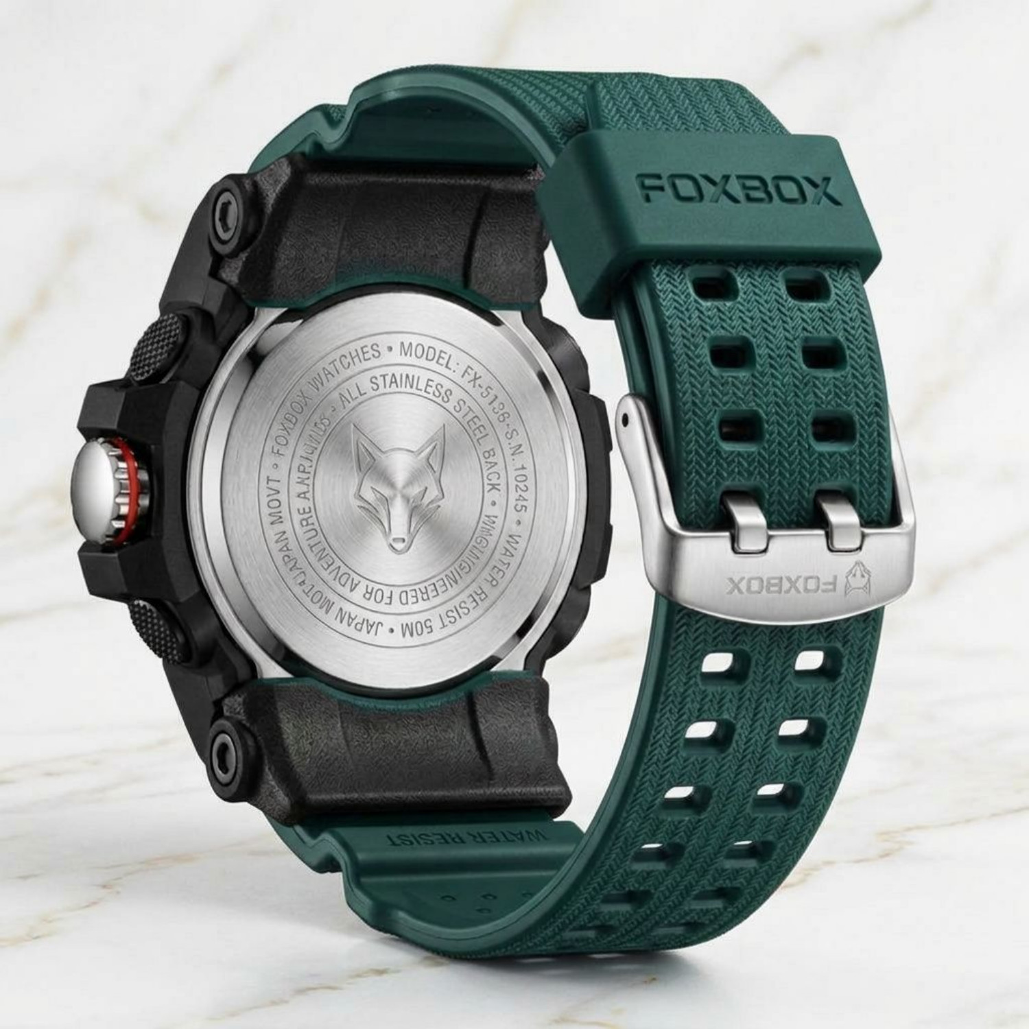 Men’s Sporty Quartz Digital Analog Luminous Waterproof Watch Green Black Dial