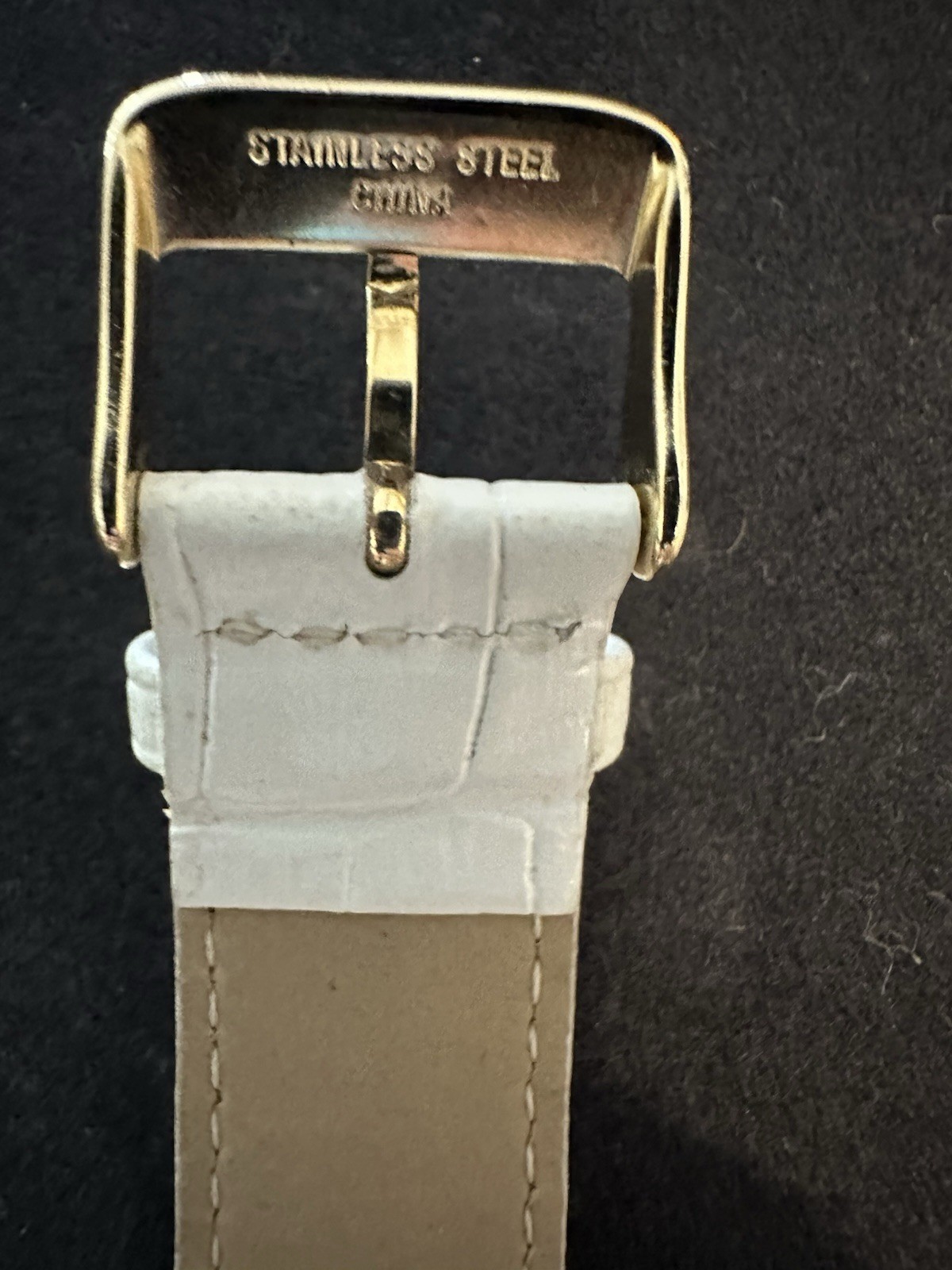 Isaac Mizrahi Live! Women’s Gold-Tone Crystal Bezel Quartz Watch White Strap