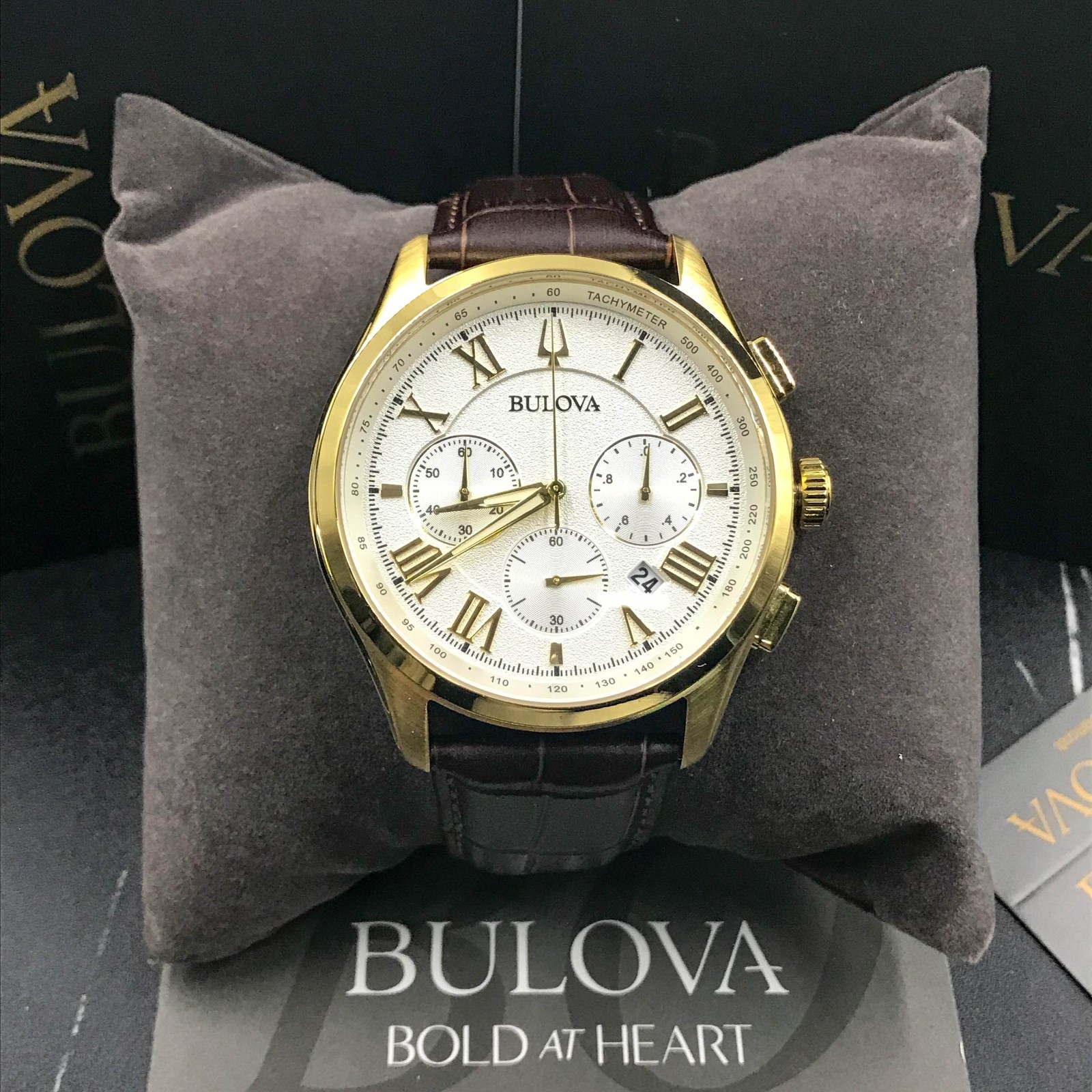 Bulova 97B169 Wilton Classic Chrono White Dial Men’s Steel Quartz Watch 45mm