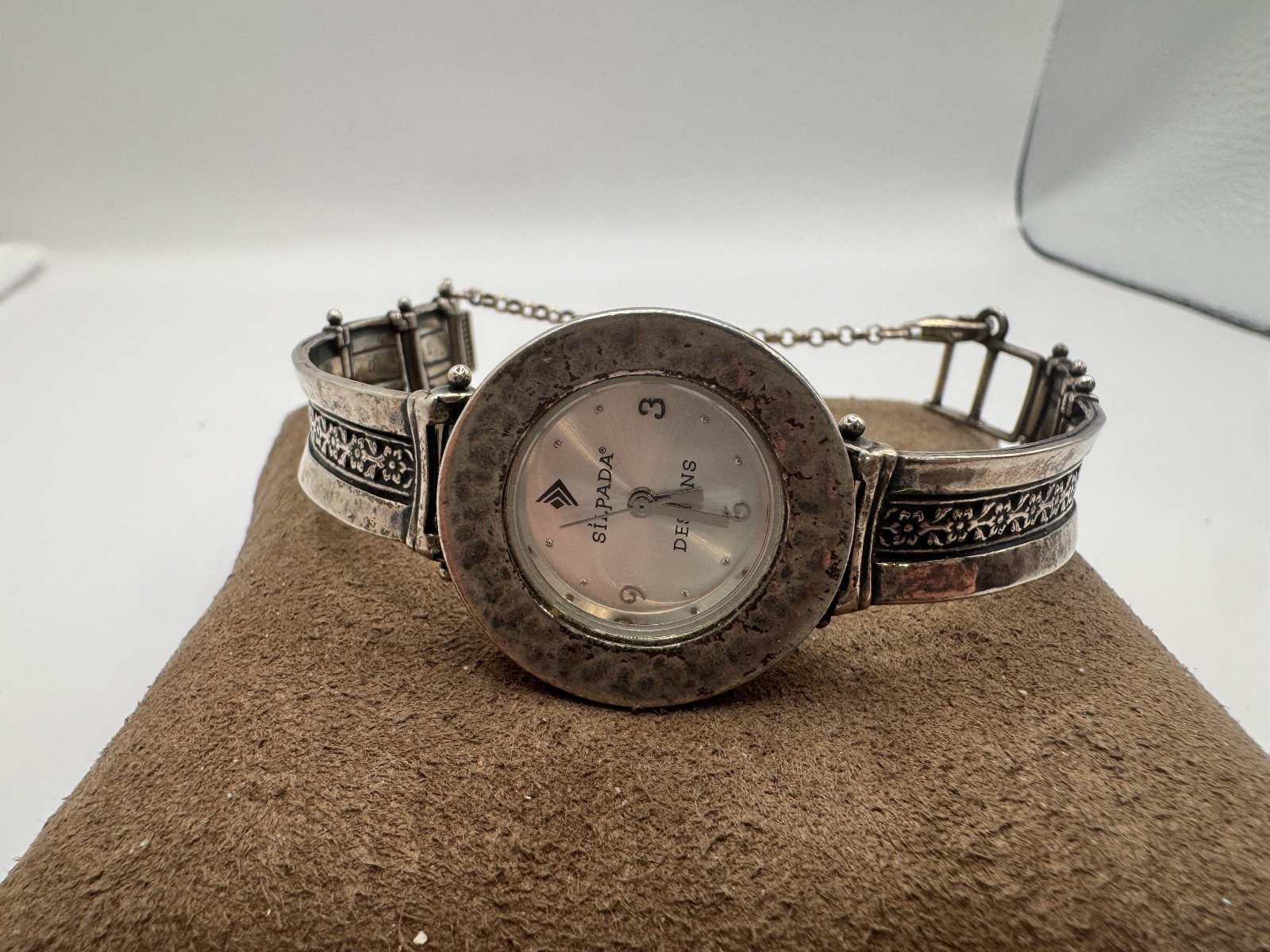 Vintage Israel Sterling Silver Silpada Designs Watch, Hammered Bezel