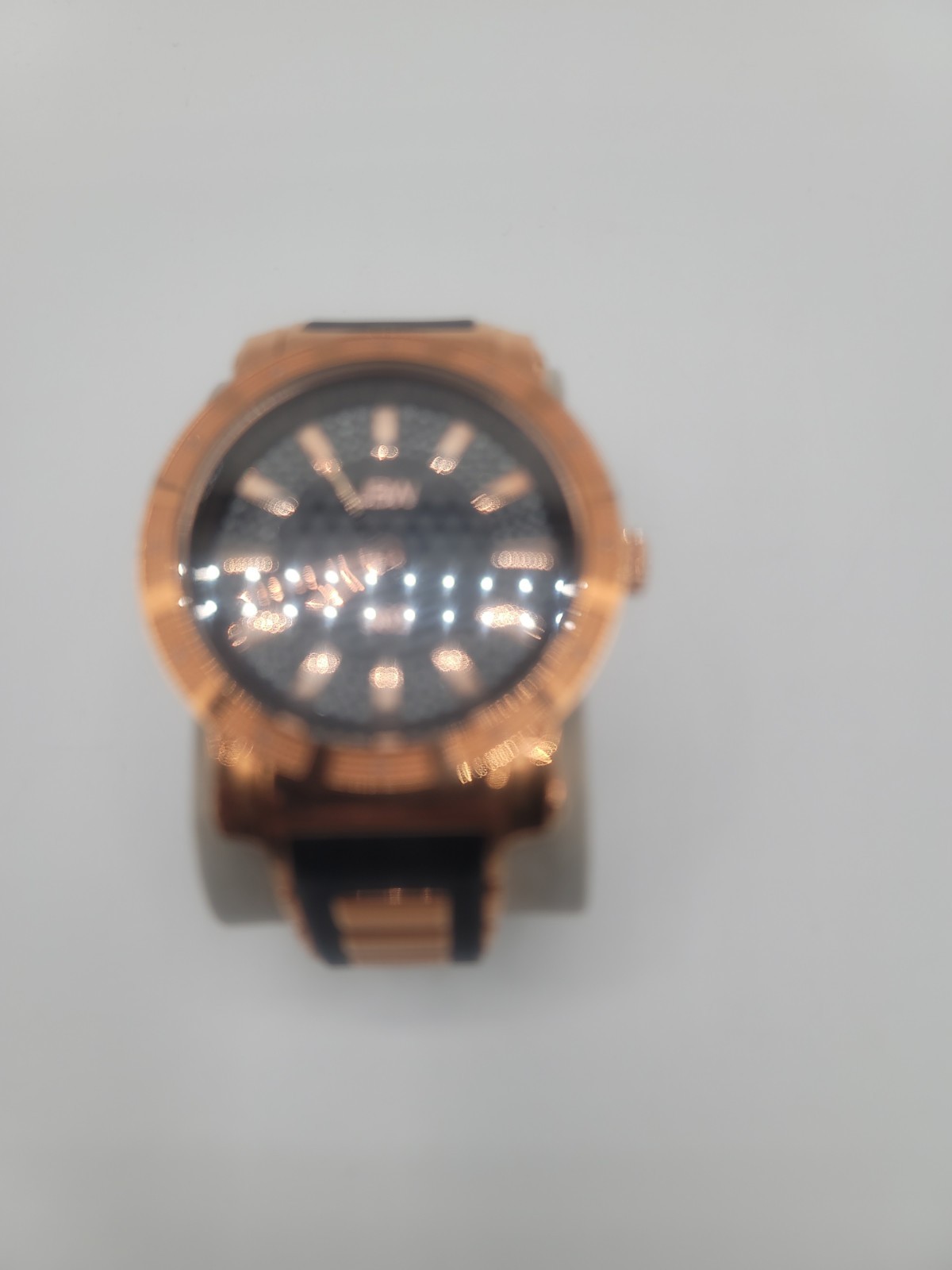 JBW 562 Men Gold Steel Diamond Dial Black Silicone 50mm Watch JB-6225-J