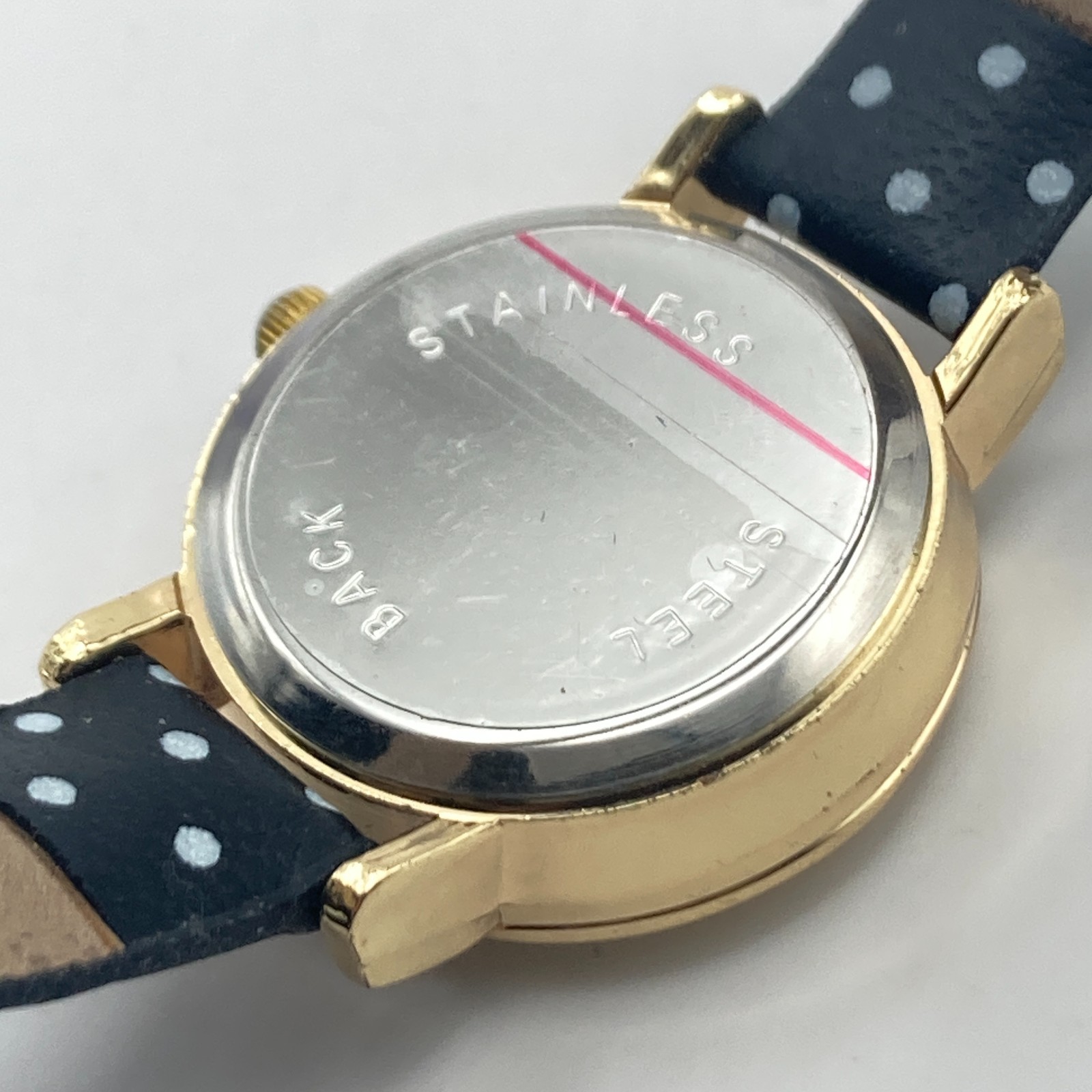Love You To The Moon Women’s Watch 27mm Gold Tone Gift Polka Dot New Battery 8″