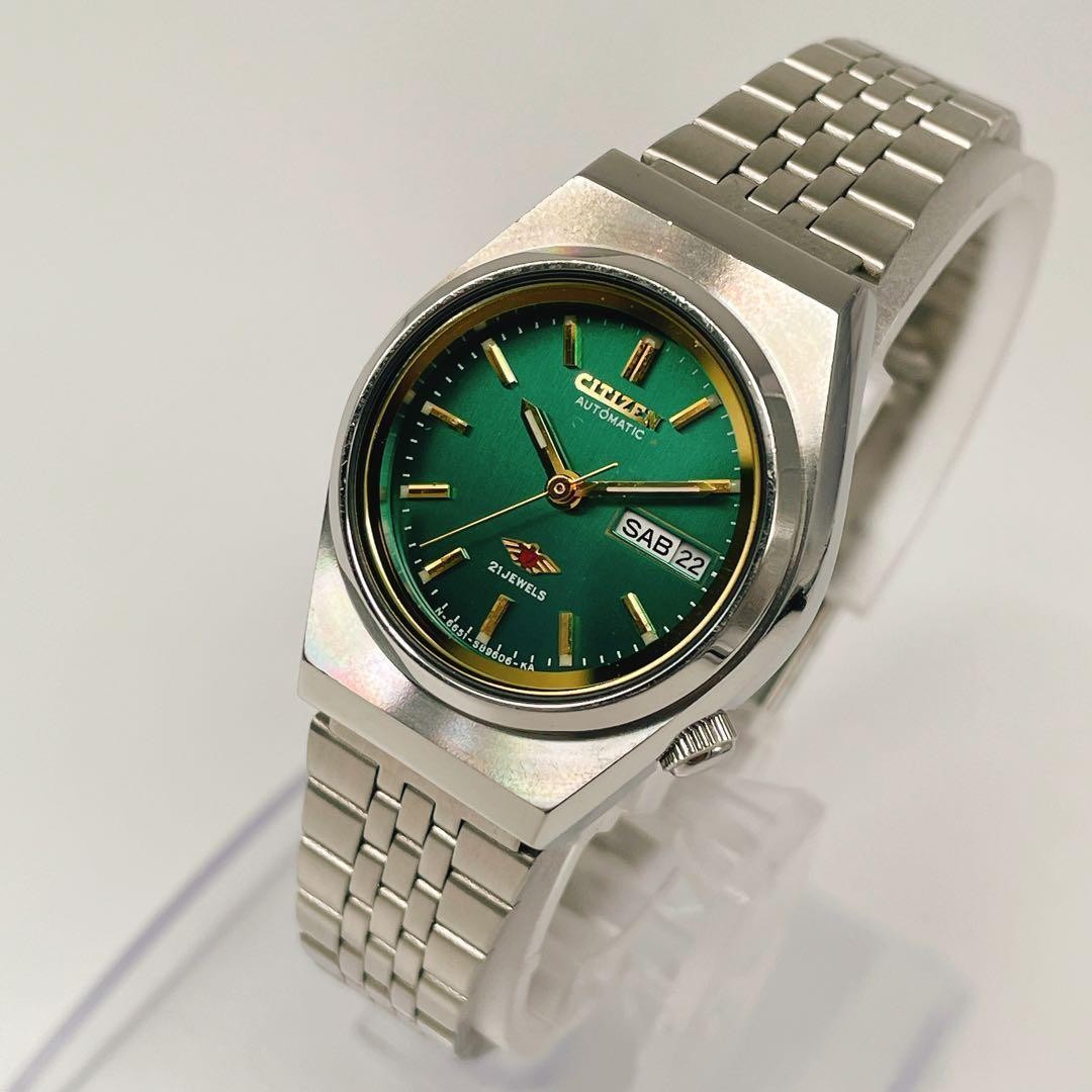 Citizen Eagle Seven Green Dial Vintage Ladies Watch Gold Japan 07698