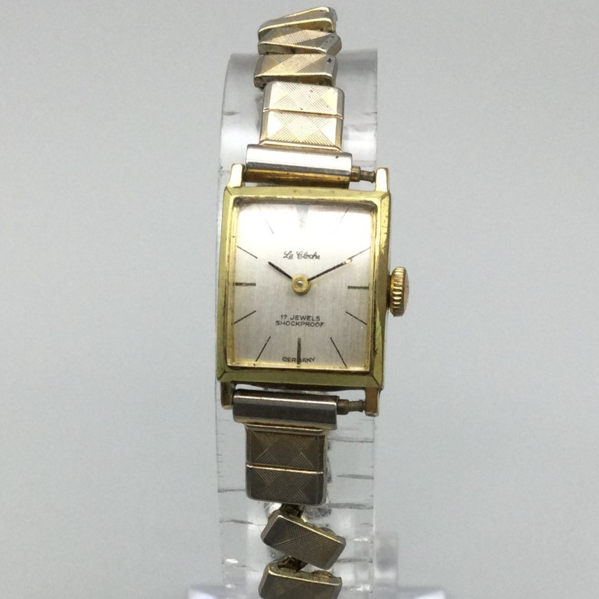 Vintage La Cloche Watch Women 15mm Gold Tone Stretch Manual BROKEN PARTS REPAIR