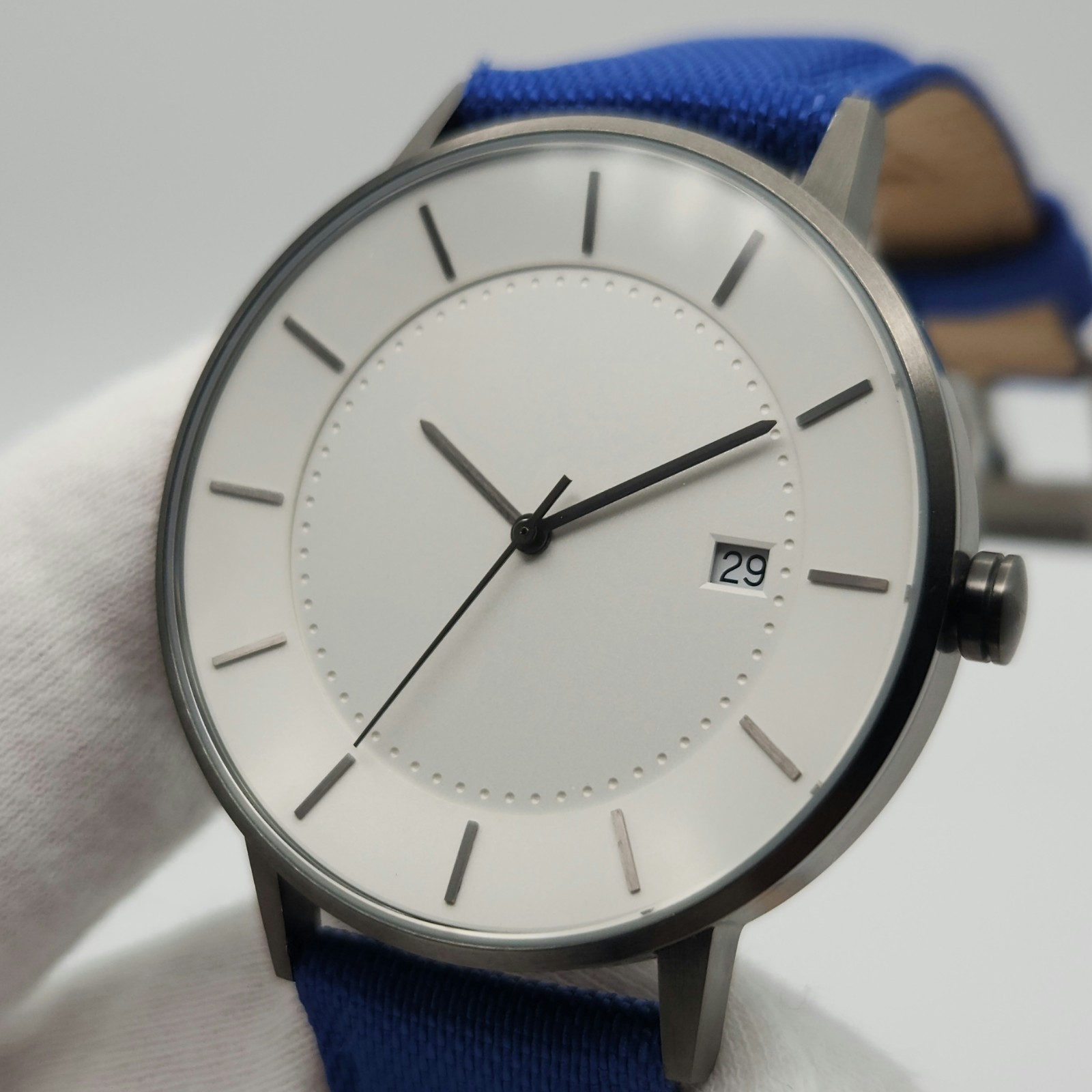 Linjer 02-GU Men’s 41mm Quartz Watch w/ Blue Strap