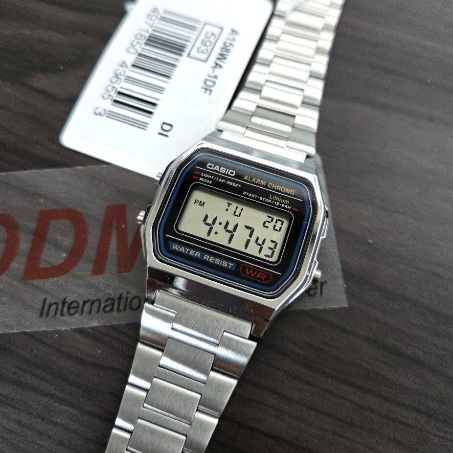 Casio A-158WA-1DF metal band Original Classic Chronograph Unisex Watch Alarm