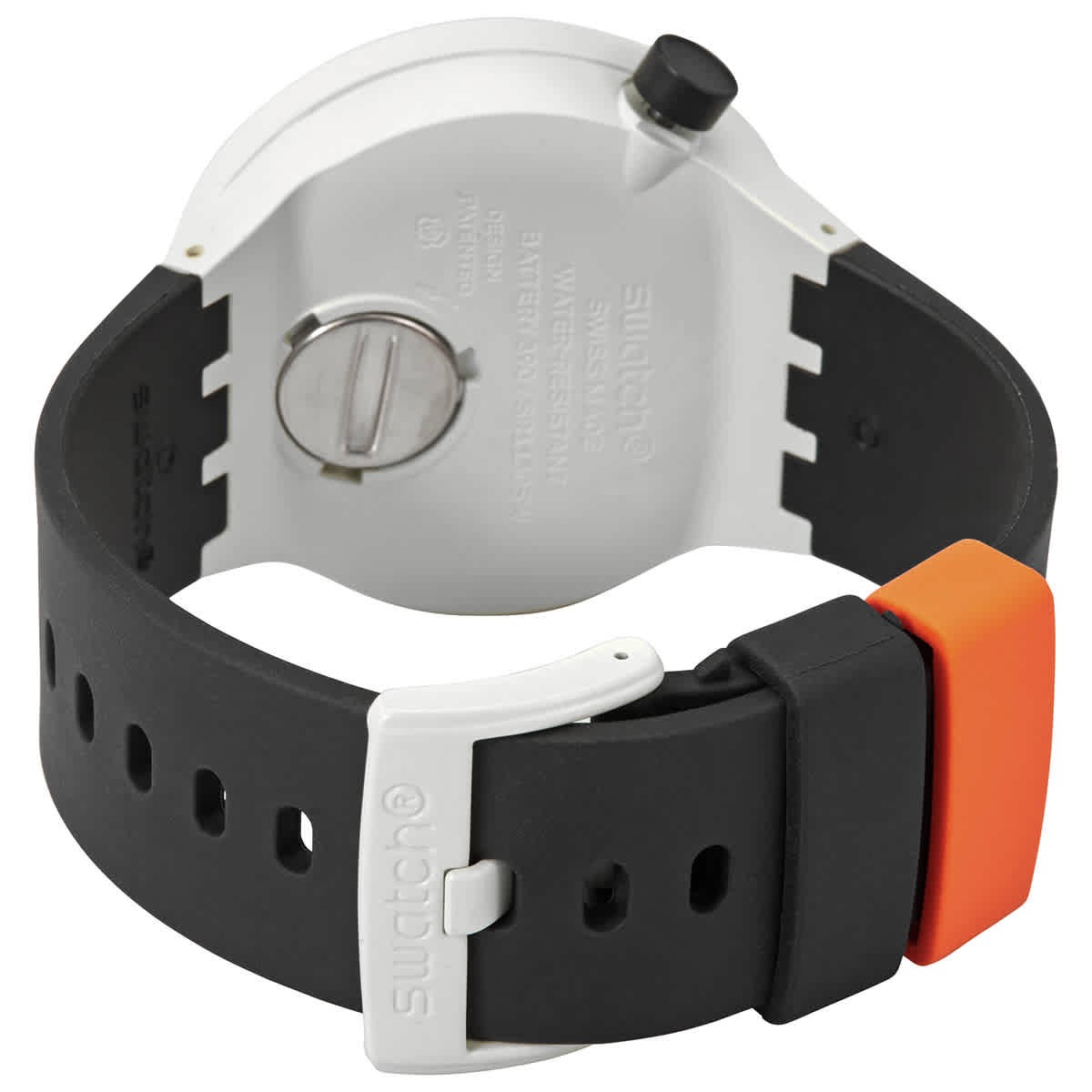 Swatch Bioceramic Orack Quartz Orange Skeleton Dial Watch SB03M104
