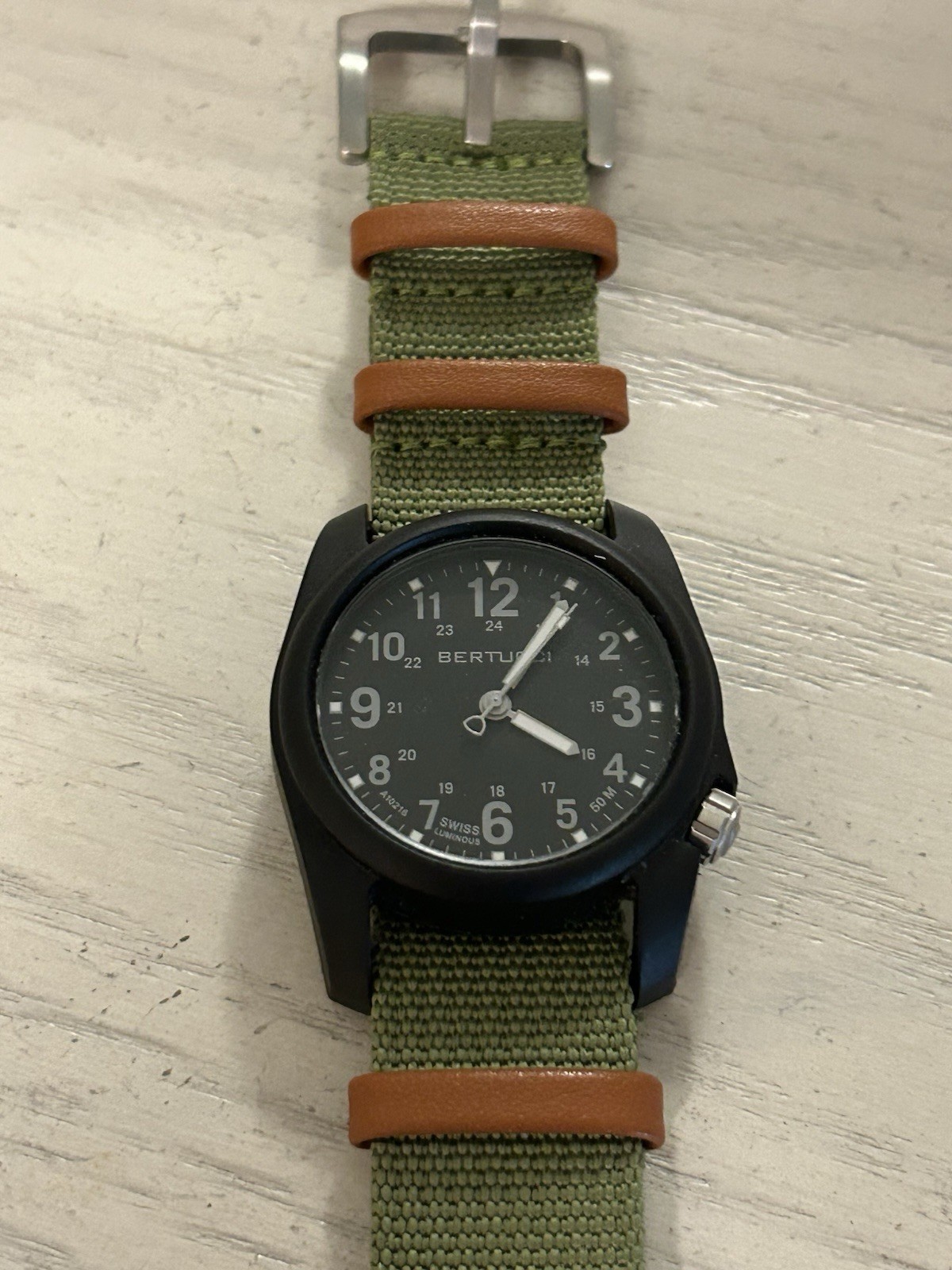 Bertucci A-2R DX3 Watch Swiss Luminous Green / Brown w Original Strap 0922