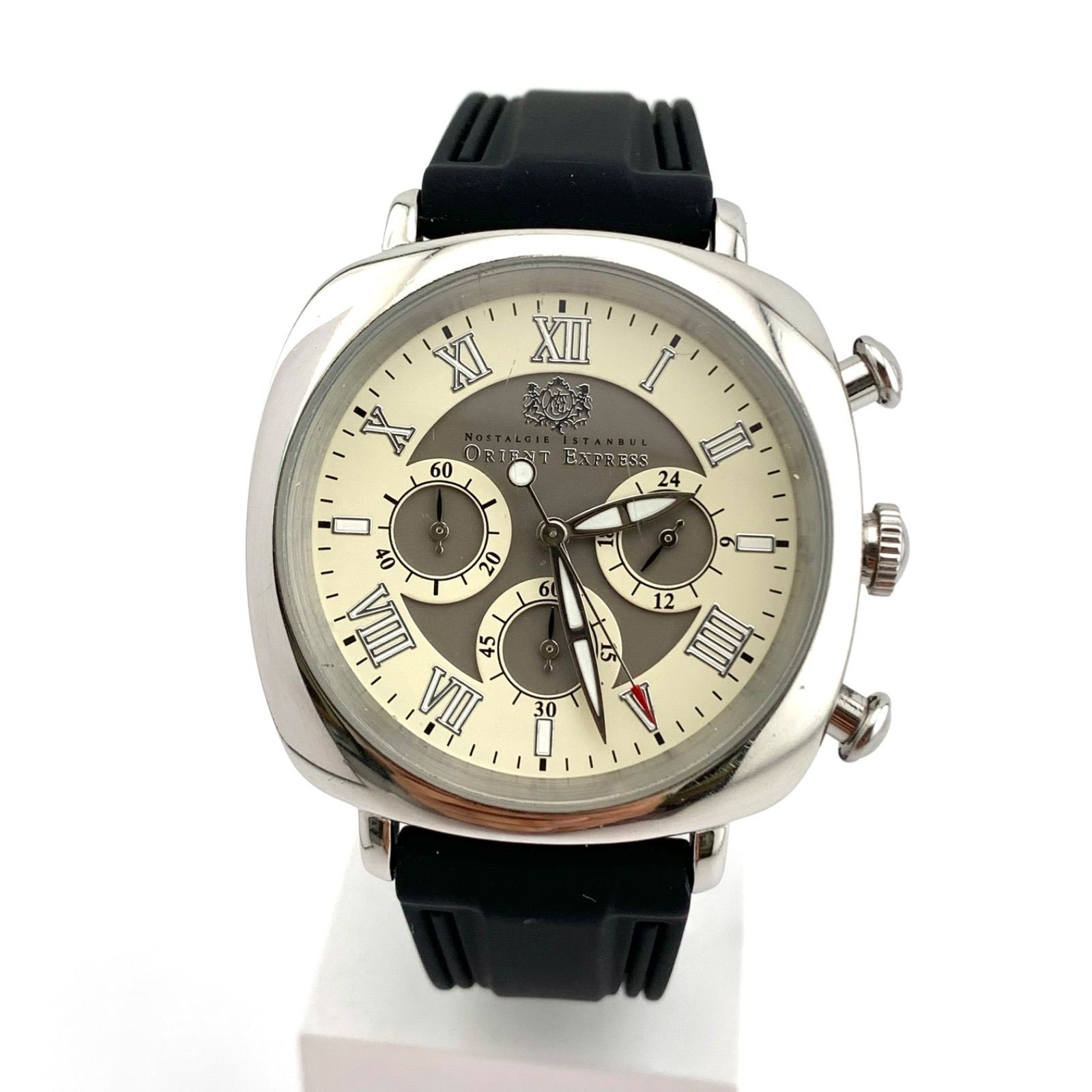 Orient OB-8026 Chronograph Watch Stainless Steel Case 40mm Black Rubber Band