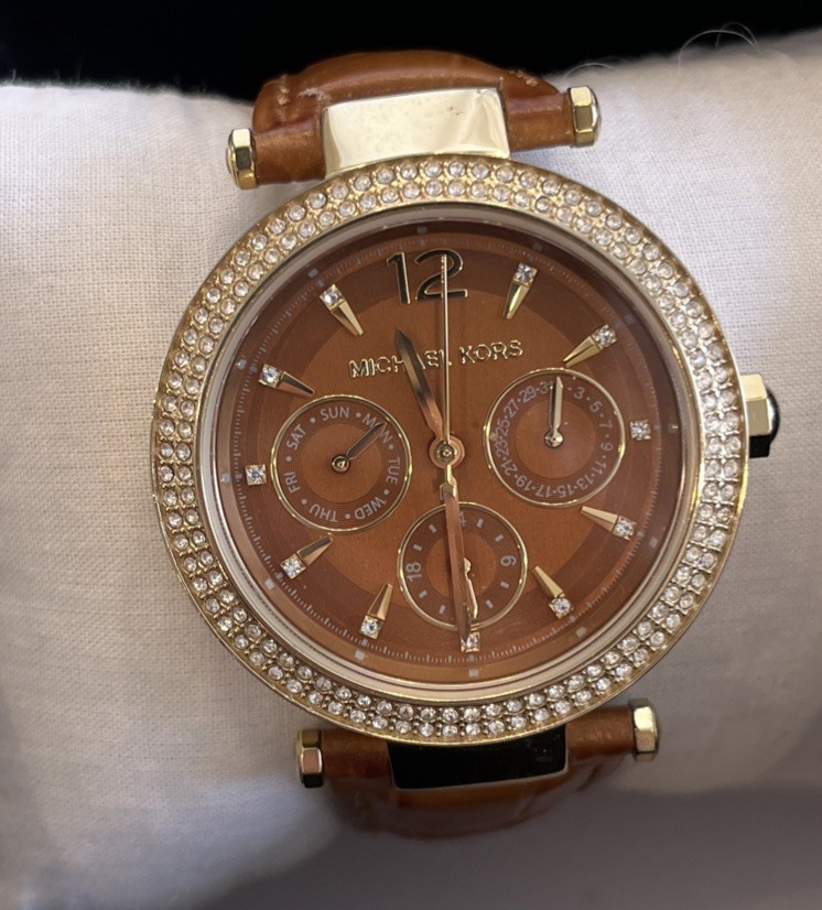 Michael Kors Parker Brown Leather Chronograph Watch