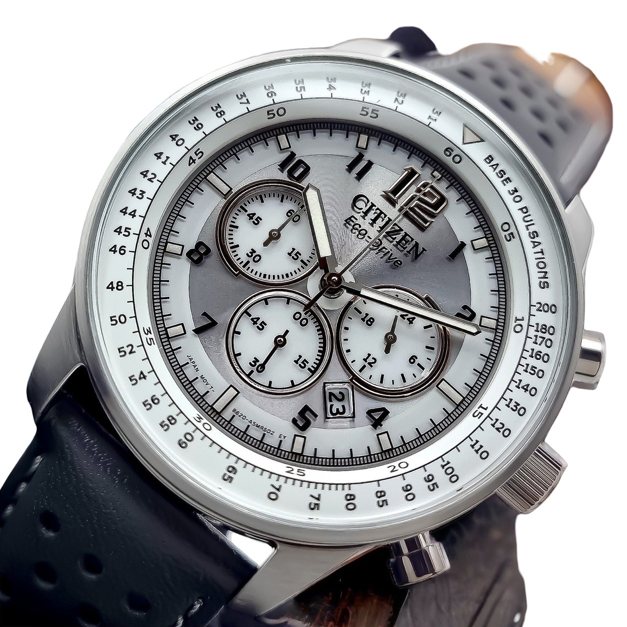 Citizen Gray Dial Chronograph Date Indicator CA4500-24H Leather Band Men’s Watch