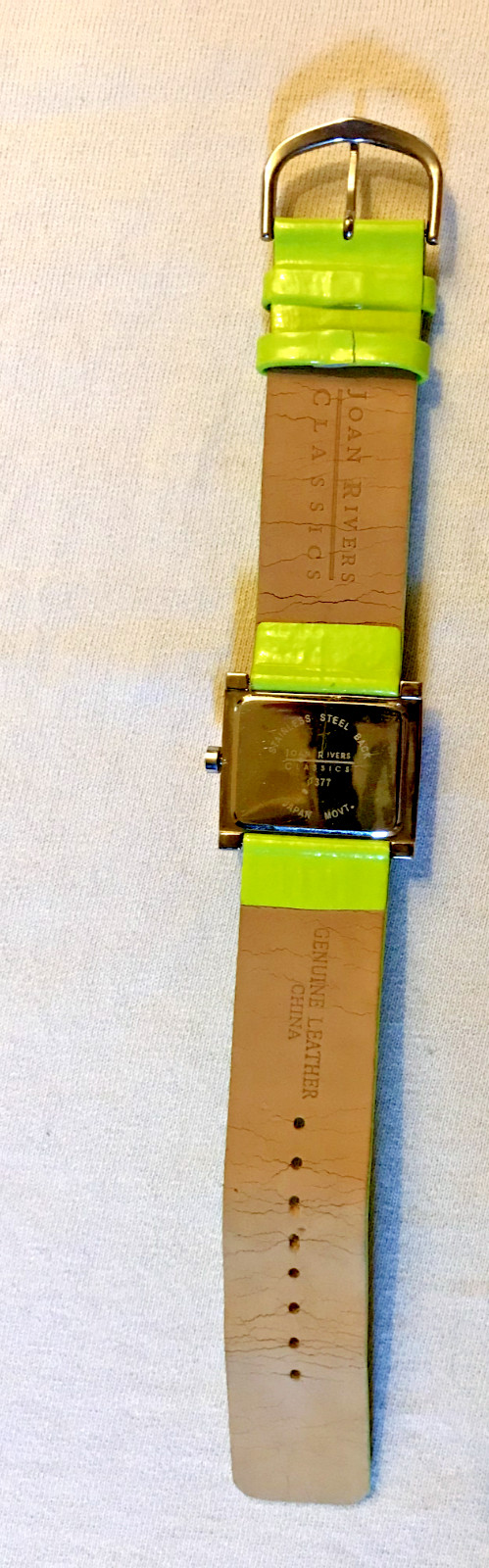 Joan Rivers watch womens brat lime green horizontal rectangle runs good cond