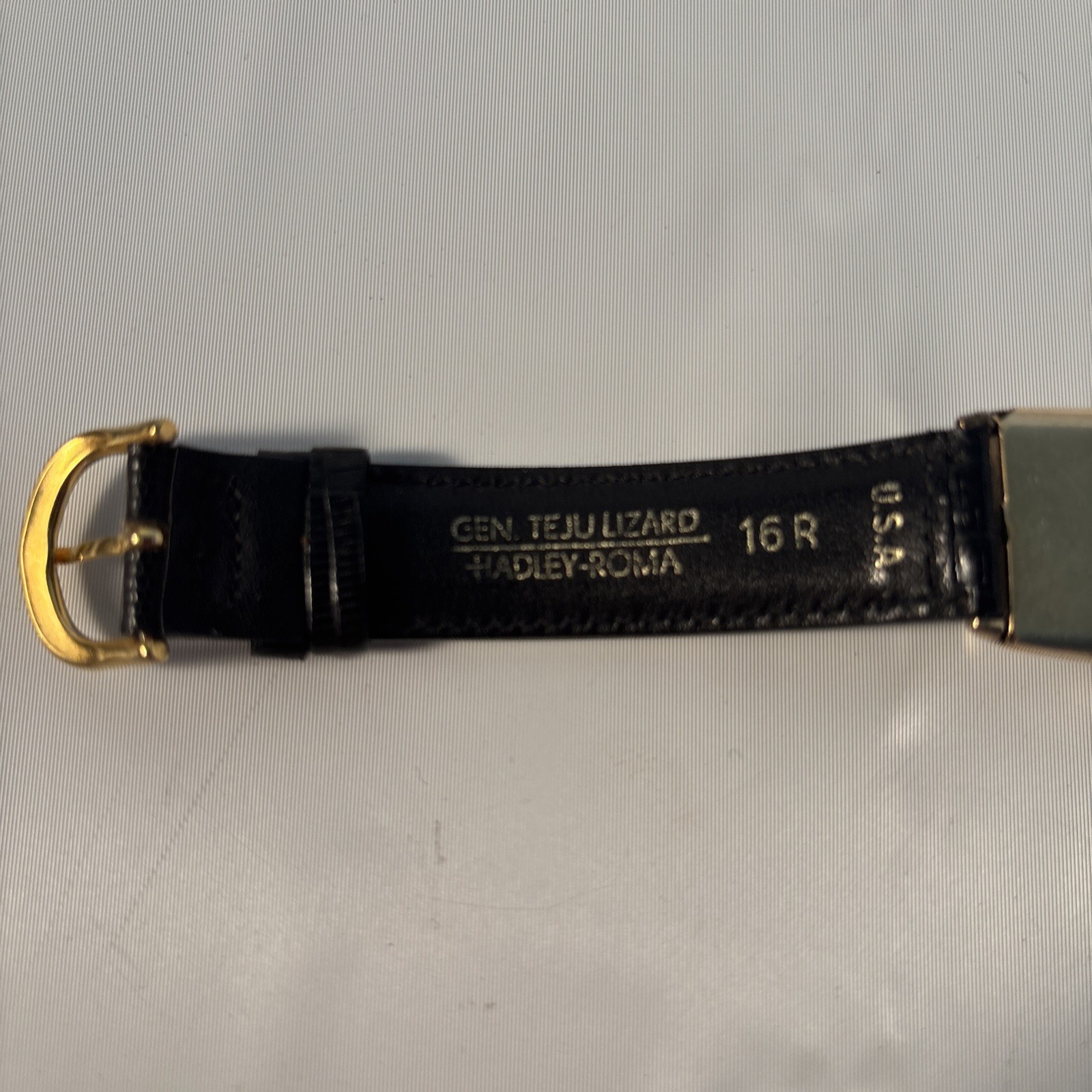 Vintage Elgin DuraPower 10K Gold Filled Tank Watch – Hadley Teju Strap – RUNS
