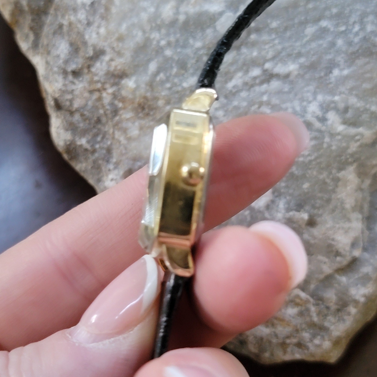 Vintage Hamilton Square Gold Watch Crocodile Calf Strap Elegant Ladies Quartz