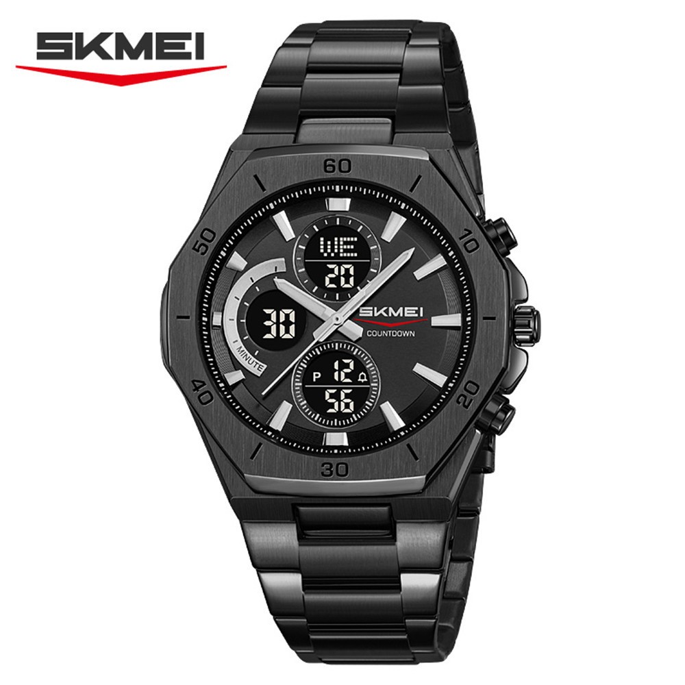 SKMEI Men Watch Digital Quartz Wristwatch Male Steel Business LED Light Watches