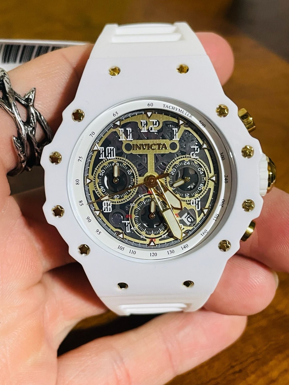 Invicta Racing 69649 Men’s Quartz Chronograph Watch with White Silicone Strap