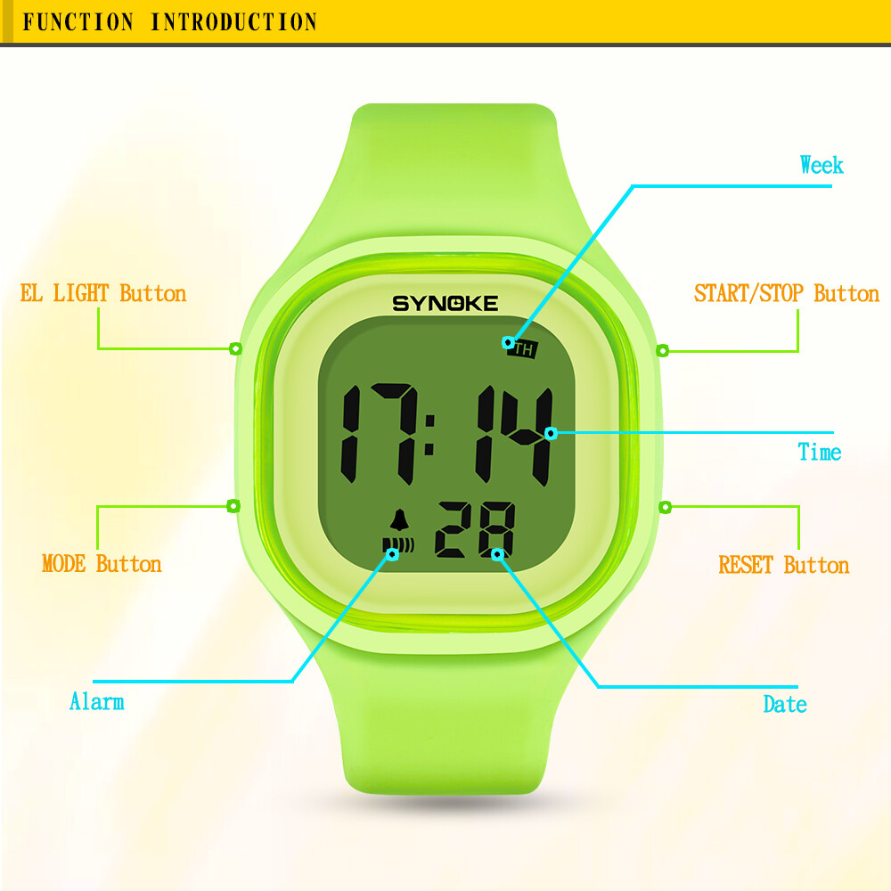 Teen Men Women LED Sports Electronic Date Alarm Rubber Waterproof Digital Watch