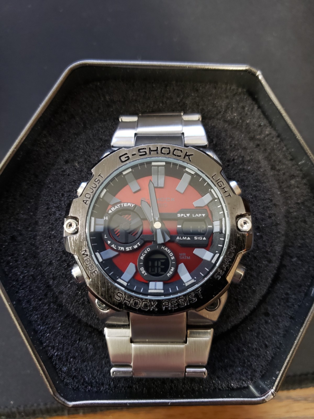 Casio G Shock GST-B400AD-1A4 G Steel Black Red Solar Bluetooth Watch Rare Color