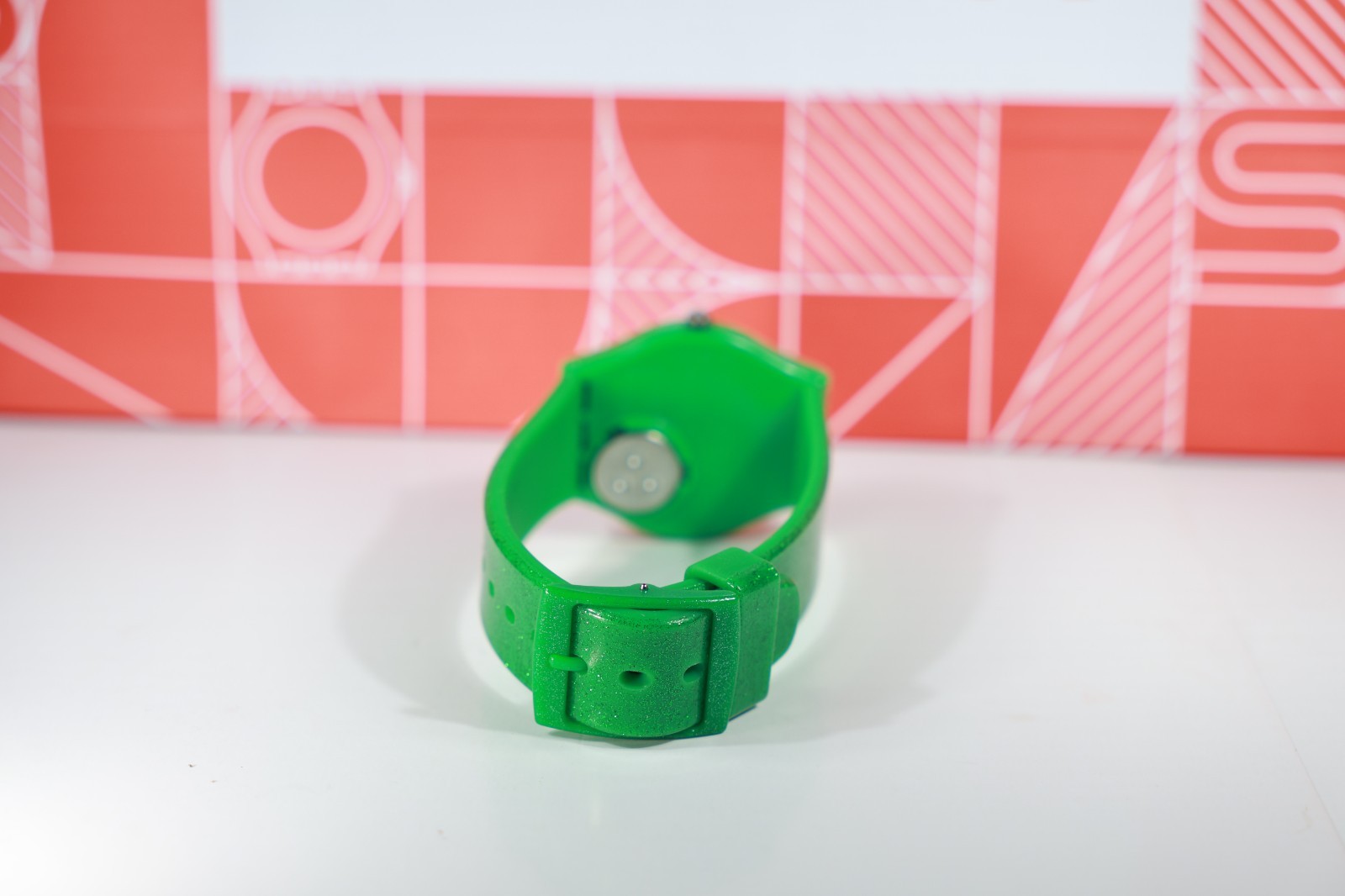 New Limited Swiss Made Swatch DEEP SHINE GLITTER GREEN GG213 Silicon 34MM NEW