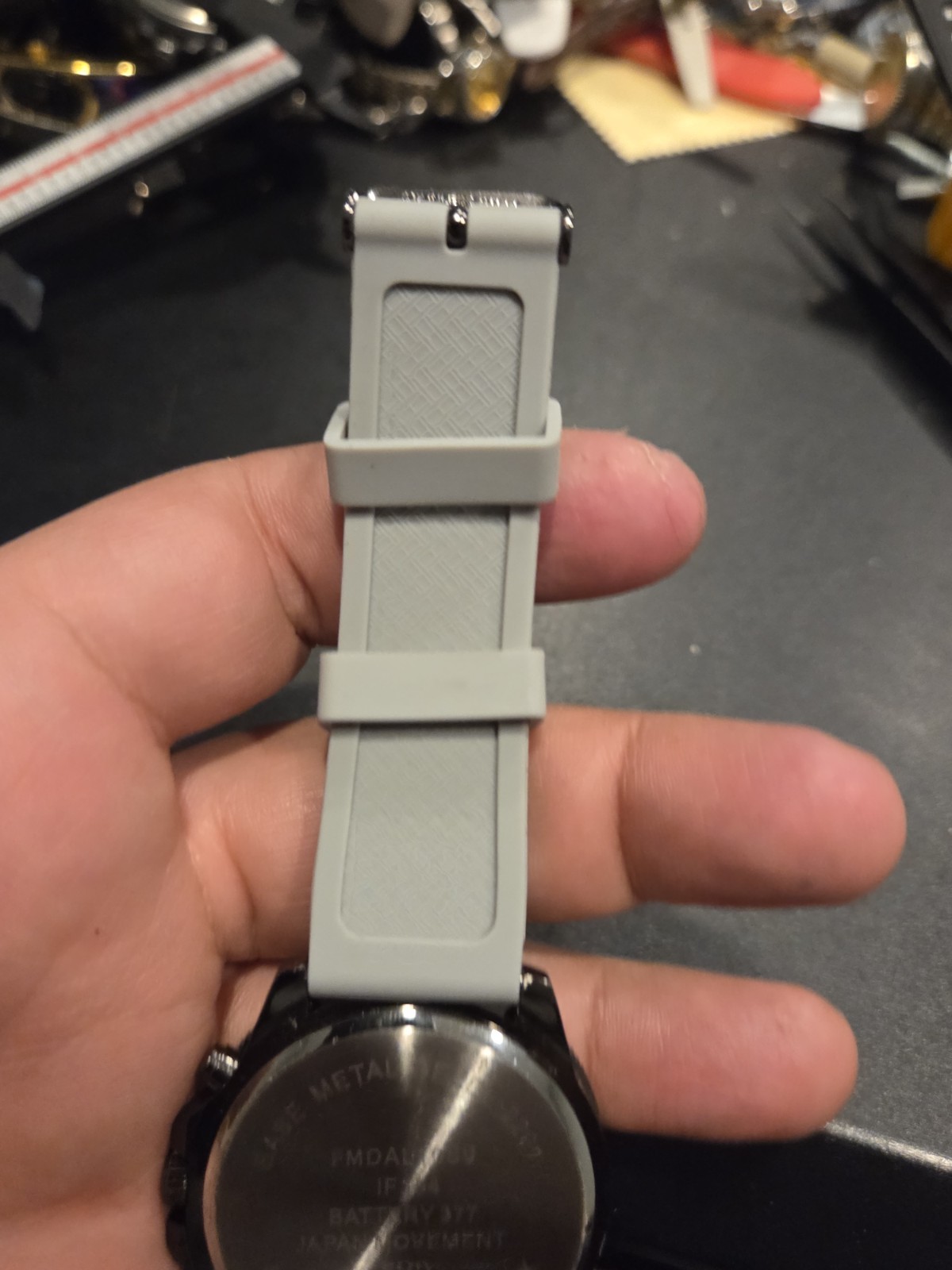 FMD Mens Chronograph Style Watch FMD Gray New Battery EUC C74