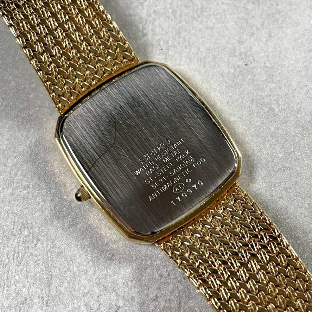 SEIKO Dolce 1P Diamond Quartz Watch Gold 5E31-5A90 New Battery Working