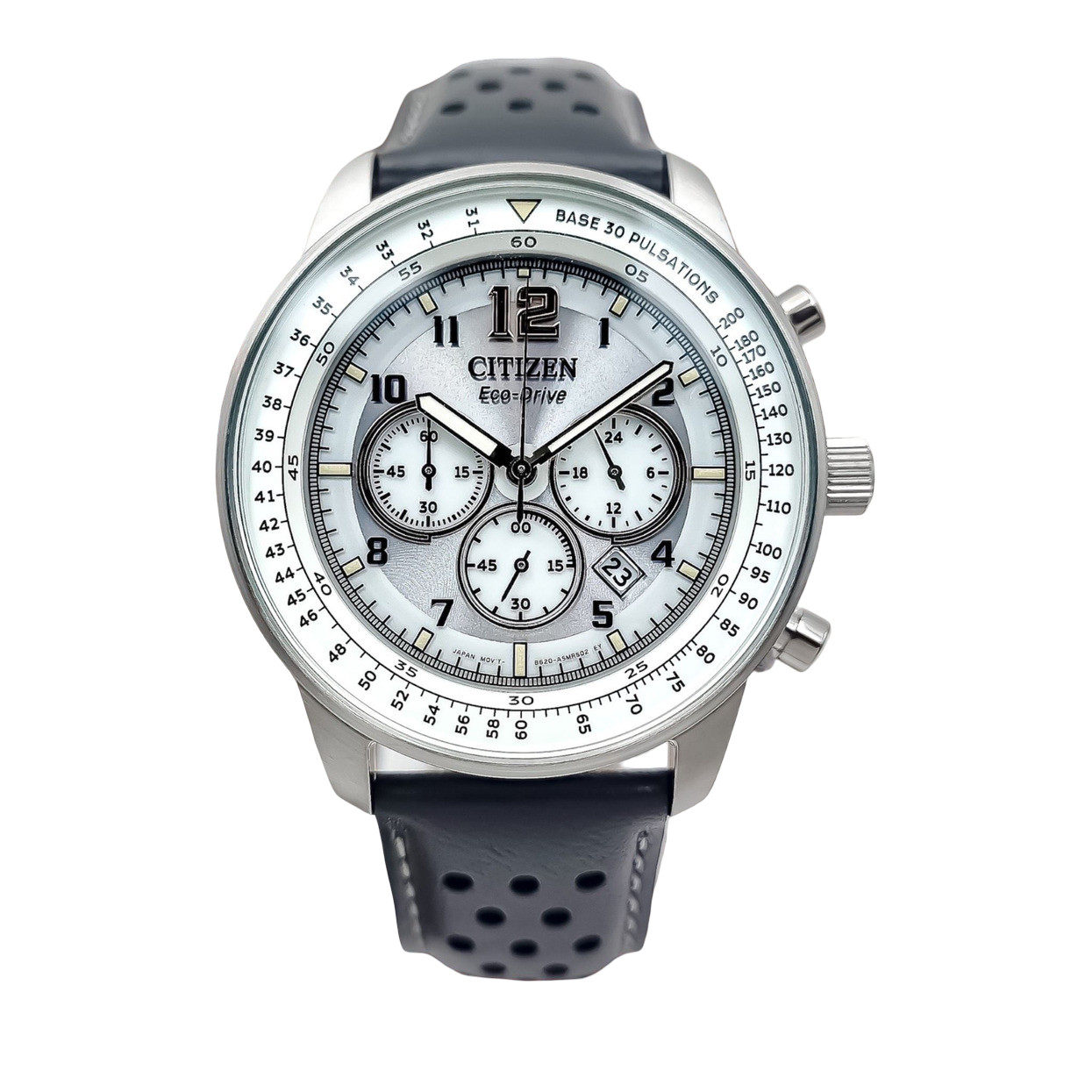 Citizen CA4500-24H Gray Dial Chronograph Date Indicator Leather Band Men’s Watch
