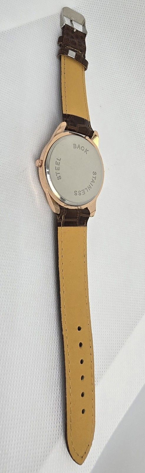 Women’s Gerryda G713 Rose Goldtone Crystal Bezel Owl Face Brown Leather Watch 06