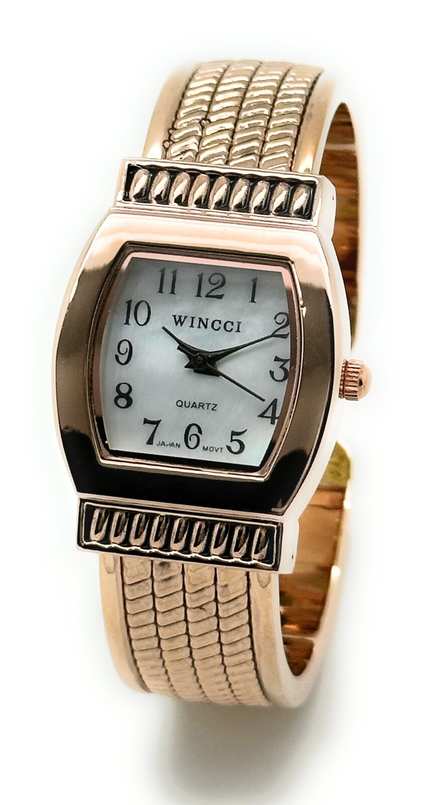 Wincci Ladies Metal Bangle Cuff Fashion Analog Quartz Watch Easy to Read Numbers