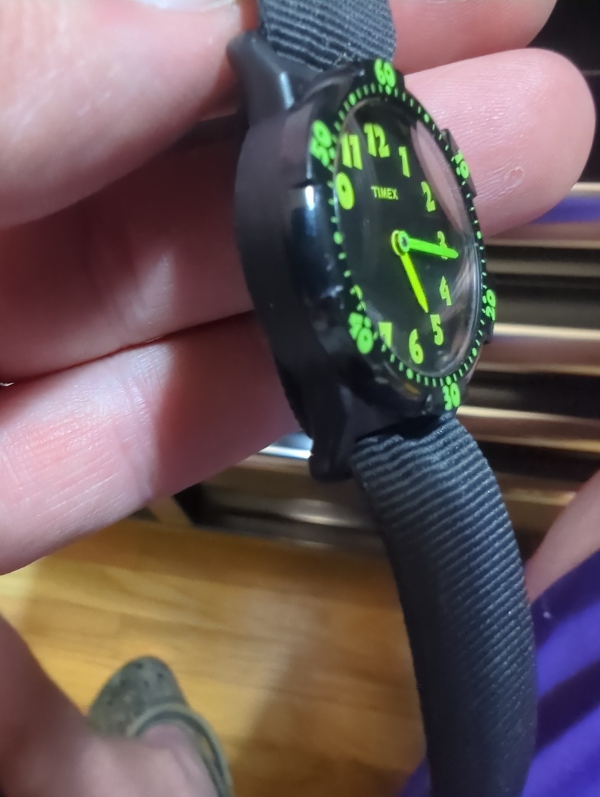 Vintage Timex Gizmoz Watch Neon Green & Black kids Boys teen 27.5mm Very Nice